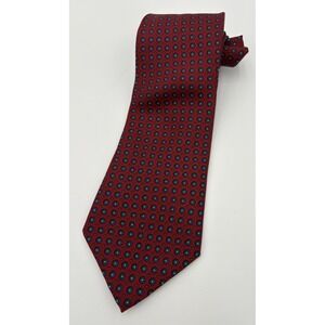 RALPH LAUREN Tie Mens 100% Silk Luxury Circles Maroon Blue USA GUC